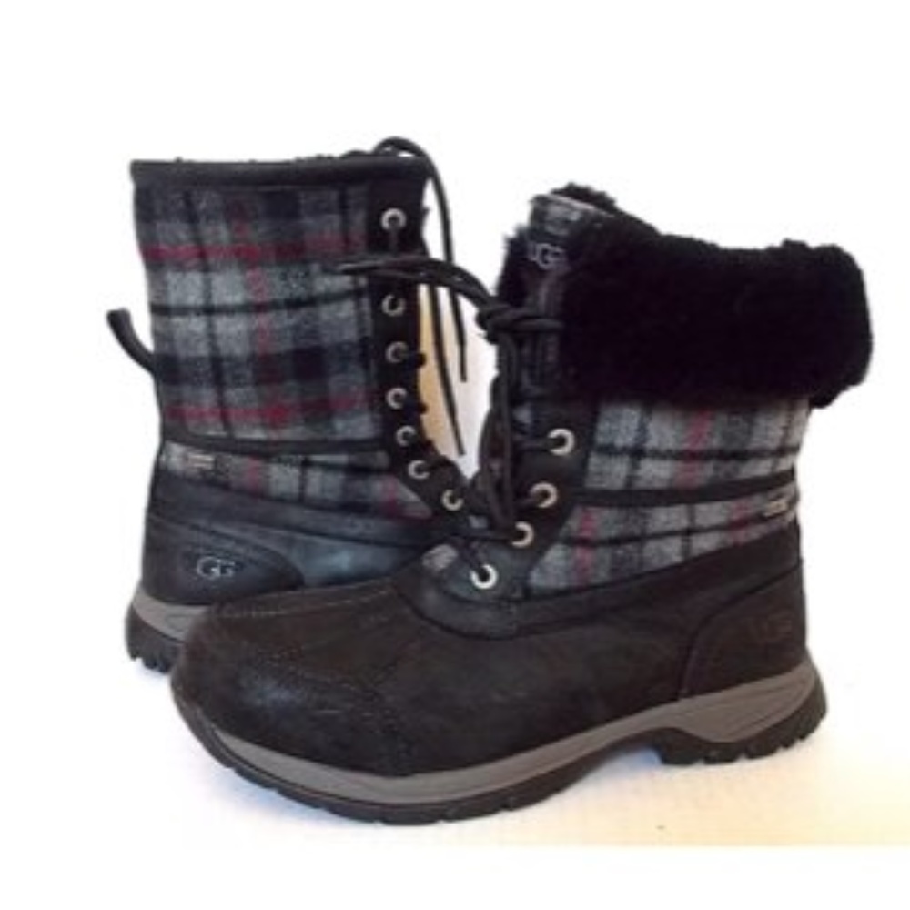 UGG Mens BUTTE Winter Boots Plaid Black mens 9 (=women’s 11) New